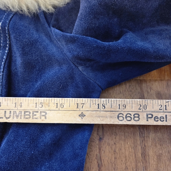 Rare Vintage 60s 70s Blue Velvet Penny Lane Jacket Faux Fur Trim Mod Boho S/M - Picture 7 of 10